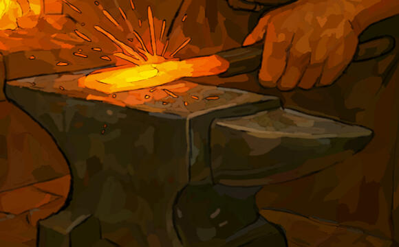 anvil and iron/metal